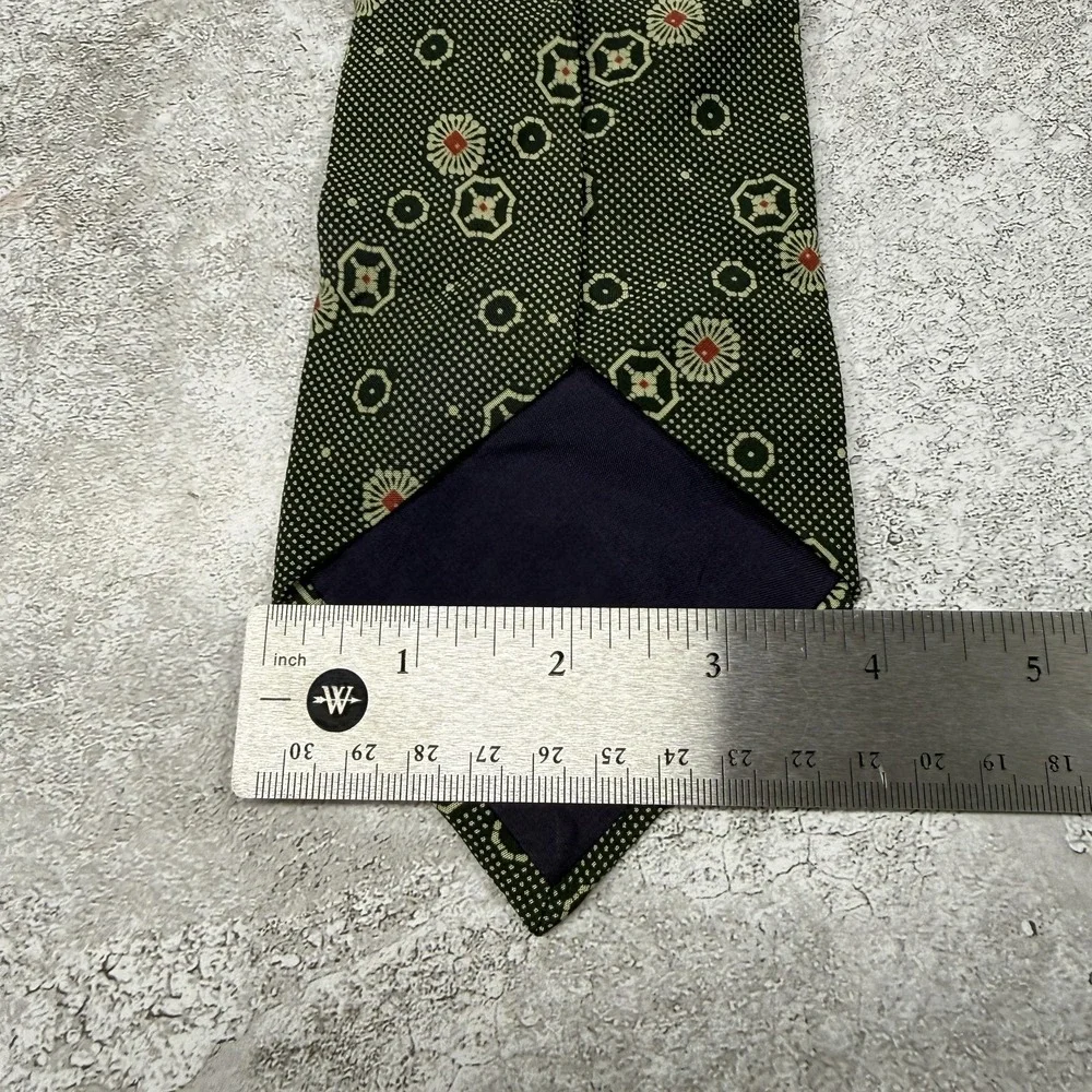 Polo Ralph‎ Lauren Silk Tie Mens One Size Green Geometric Made In Italy Necktie